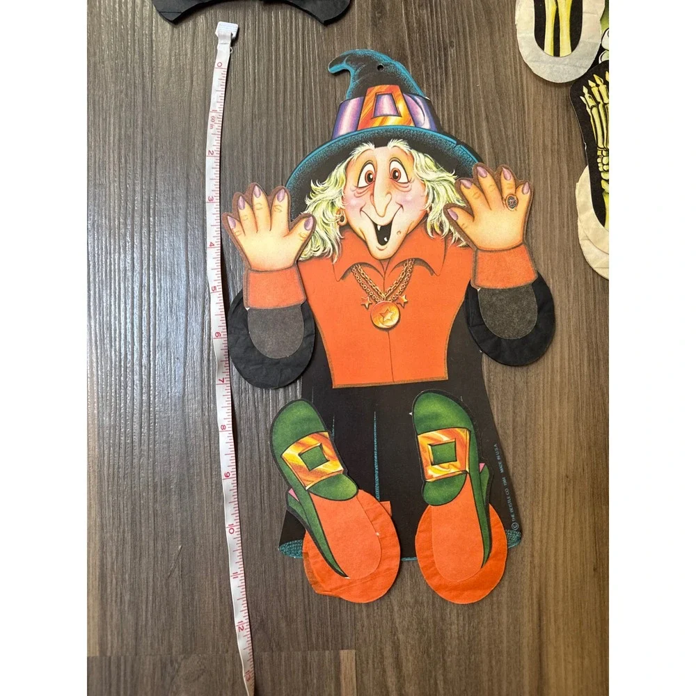 Beistle Halloween Action Dancers Vintage 1984 Decor Set Skeleton Witch Cat Ghost